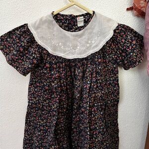 90’s Children’s Floral Dress with Embroidered Collar
